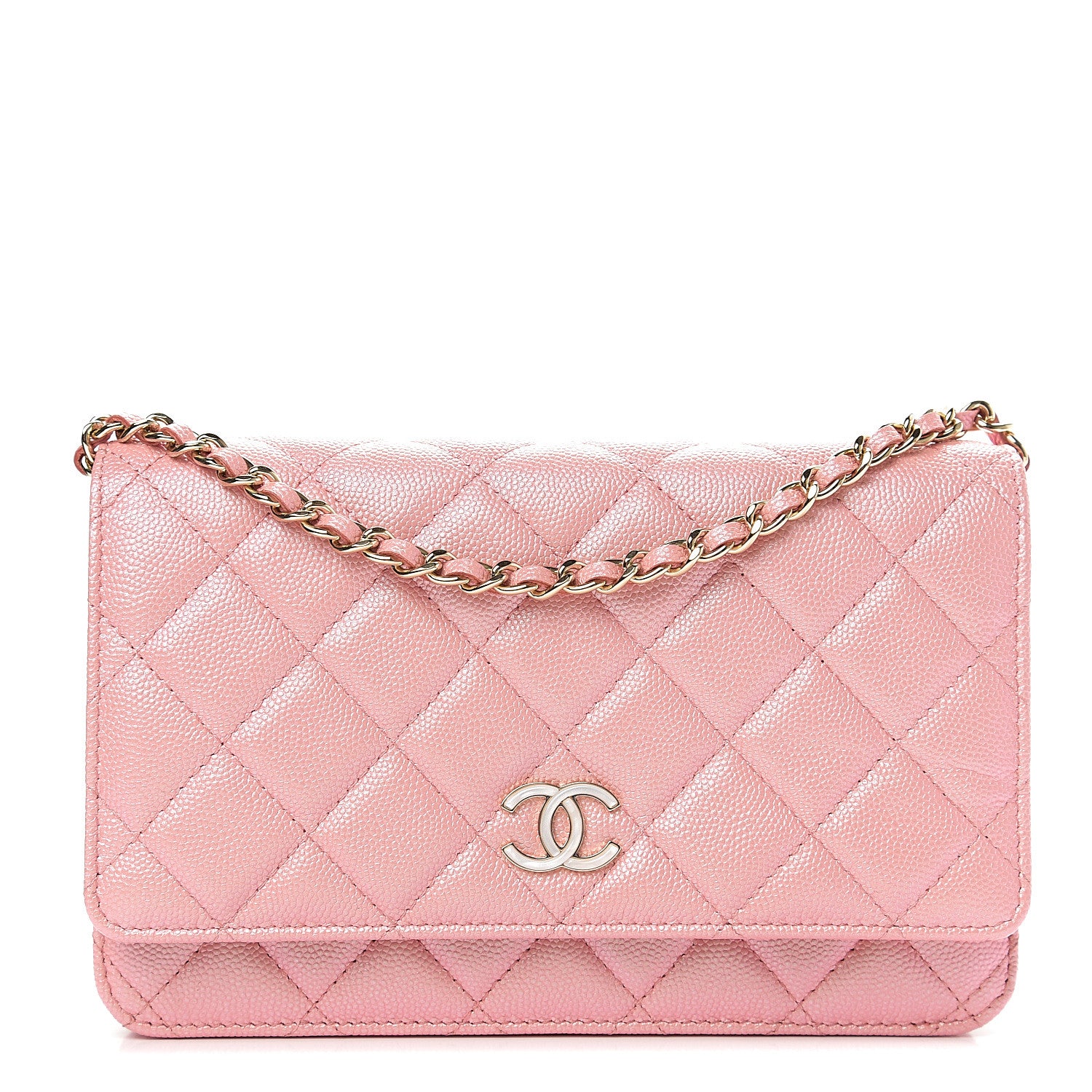 Chanel Iridescent Caviar Quilted Wallet on Chain WOC Rose Pink 1 of 11