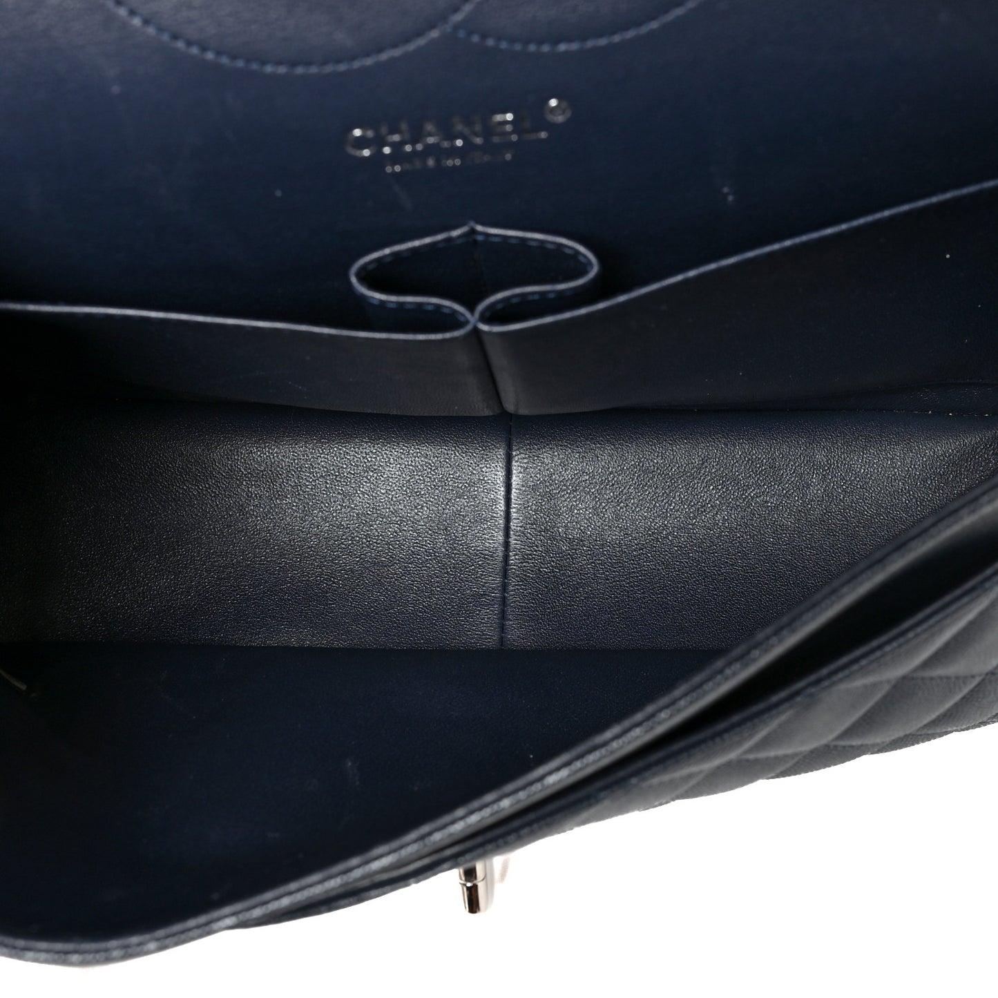 Caviar Quilted Jumbo Double Flap Navy