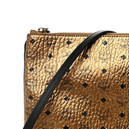 MCM Metallic Visetos Medium Crossbody Pouch Gold 8 of 11
