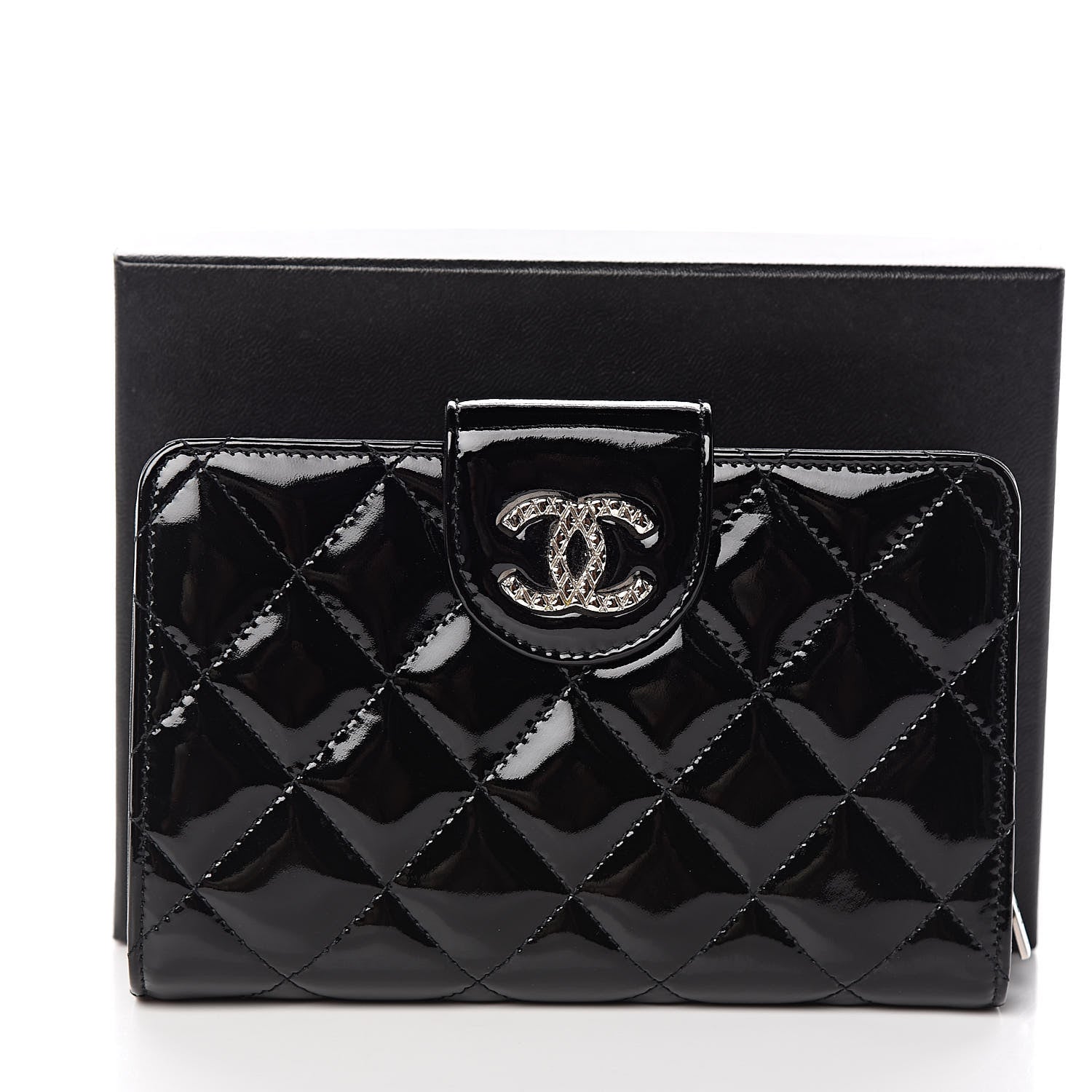 Chanel Patent Quilted Brilliant Zipped Pocket Wallet Black 9 of 9