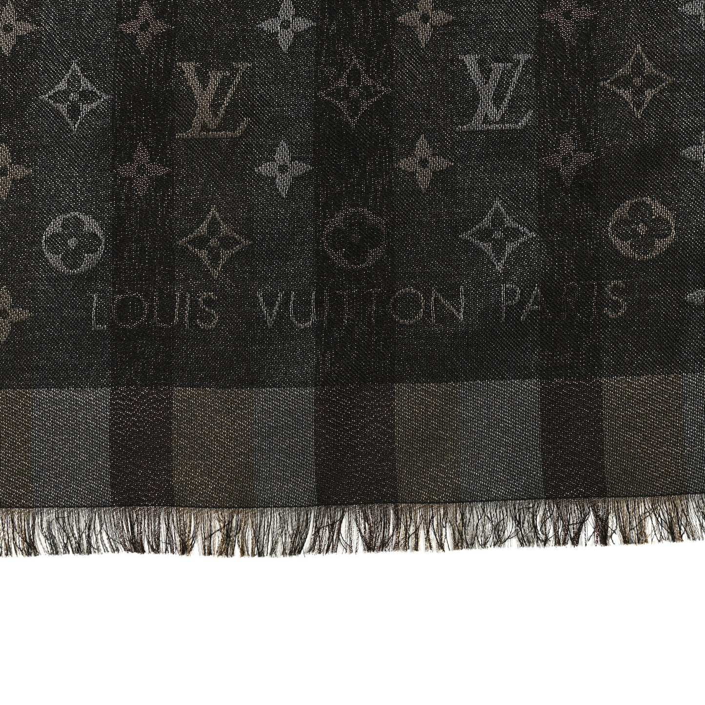 Silk Lurex Wool So Shine Monogram Shawl Black