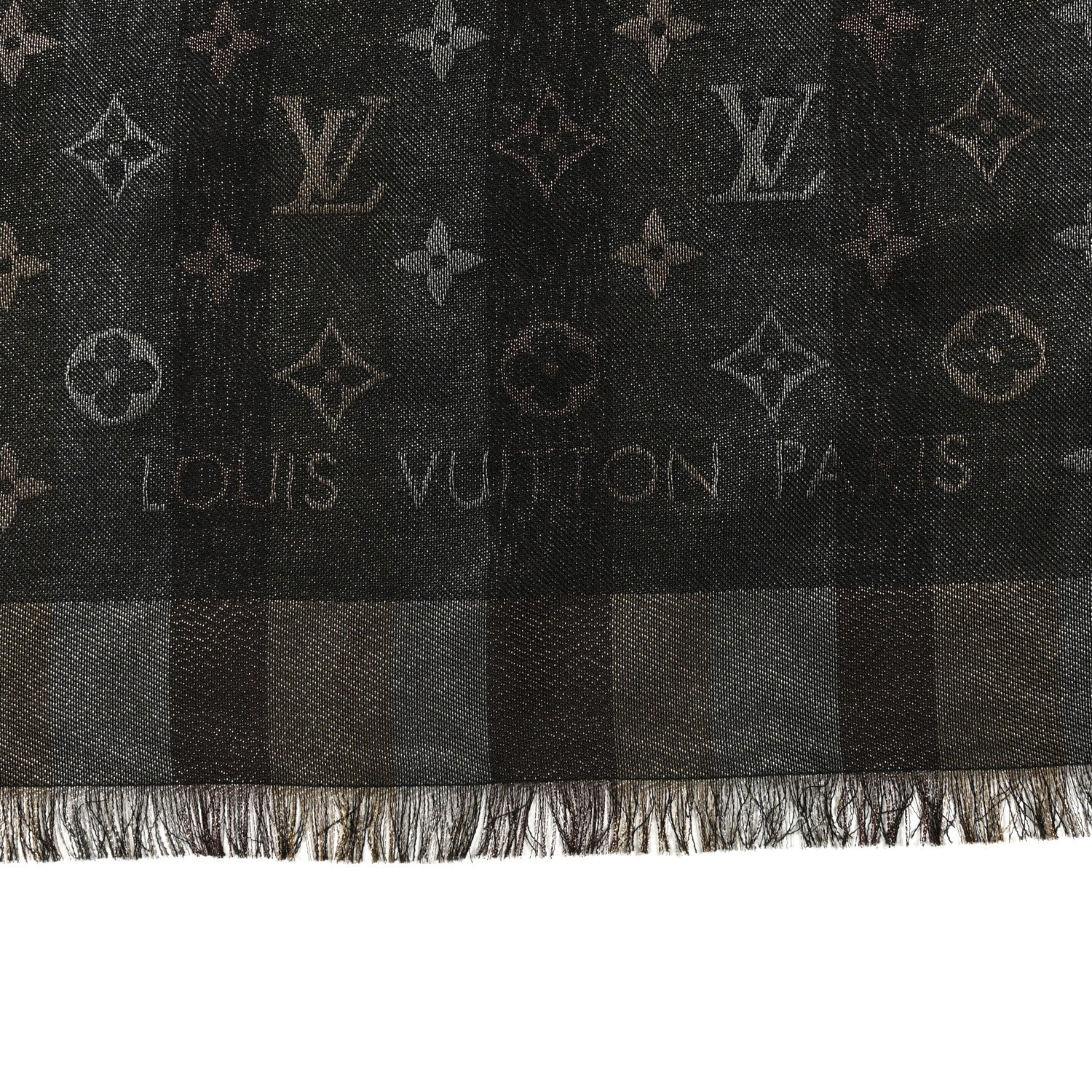 Louis Vuitton Silk Lurex Wool So Shine Monogram Shawl Black 2 of 3