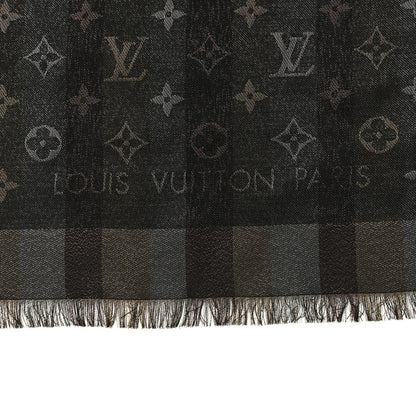 Louis Vuitton Silk Lurex Wool So Shine Monogram Shawl Black 2 of 3