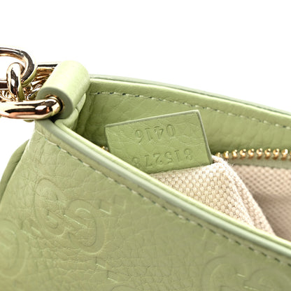 Gucci GG Grainy Calfskin Emblem Super Mini Shoulder Bag Sage Leaf 7 of 10