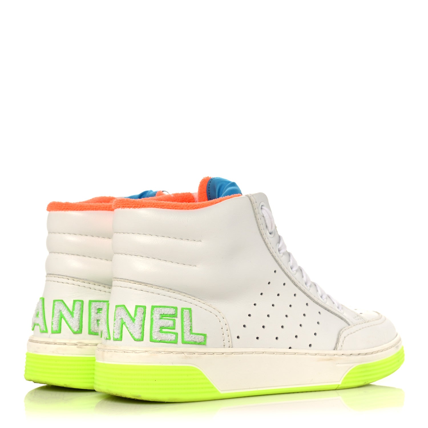 Chanel Calfskin Womens Logo High Top Sneakers 36.5 White Multicolor 4 of 18