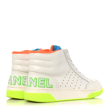 Chanel Calfskin Womens Logo High Top Sneakers 36.5 White Multicolor 4 of 18