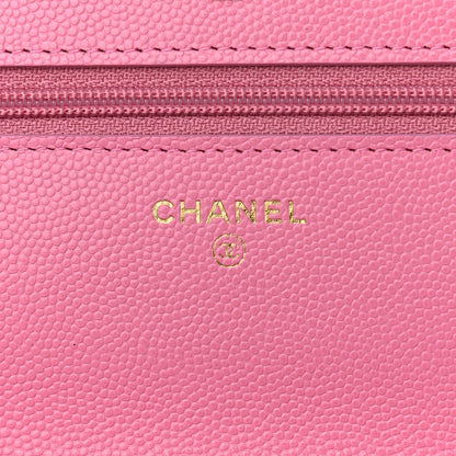 Chanel Caviar Quilted Glass Wallet On Chain WOC Pink 6 of 12
