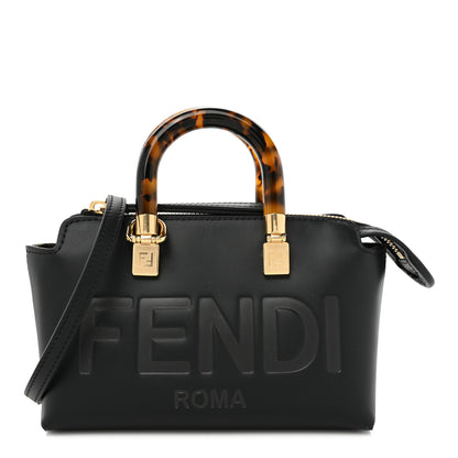 Fendi Vitello King Plexiglass Logo Embossed Mini By The Way Top Handle Boston Bag Black 1 of 13
