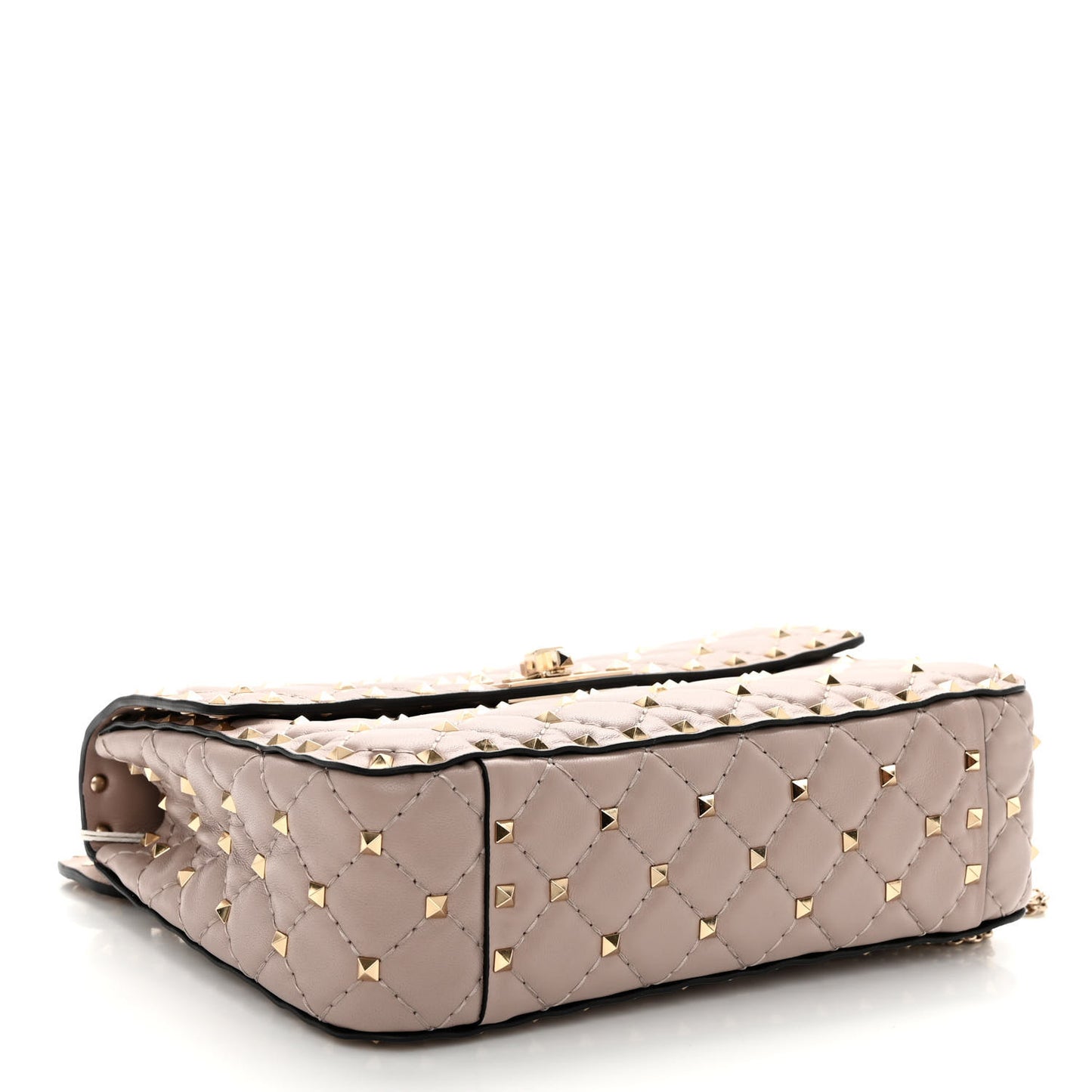 Nappa Medium Rockstud Spike Shoulder Bag Poudre