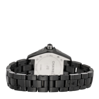 Chanel Stainless Steel Ceramic Diamond 33mm J12 Quartz Watch Black 3 of 6