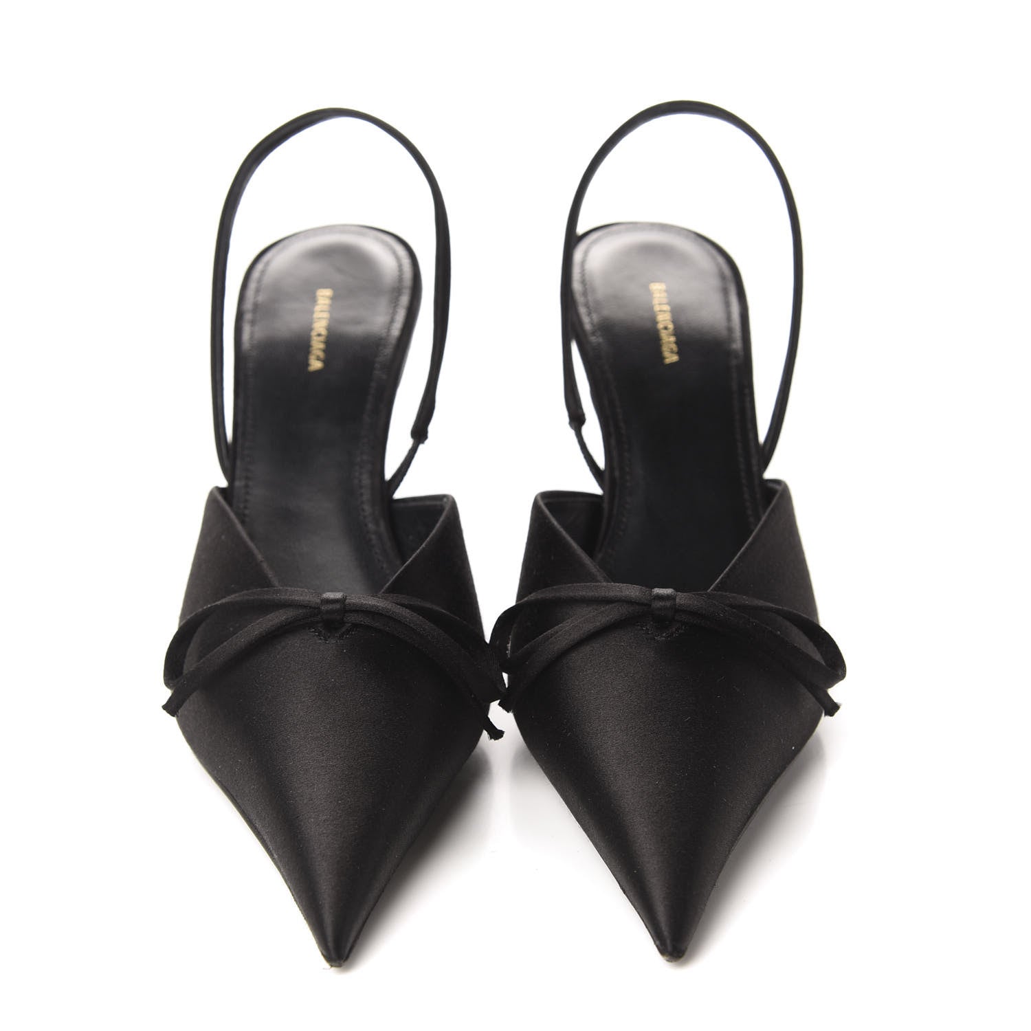 Balenciaga Satin Pointed Toe Knife Slingback Mules 35 Black 2 of 10