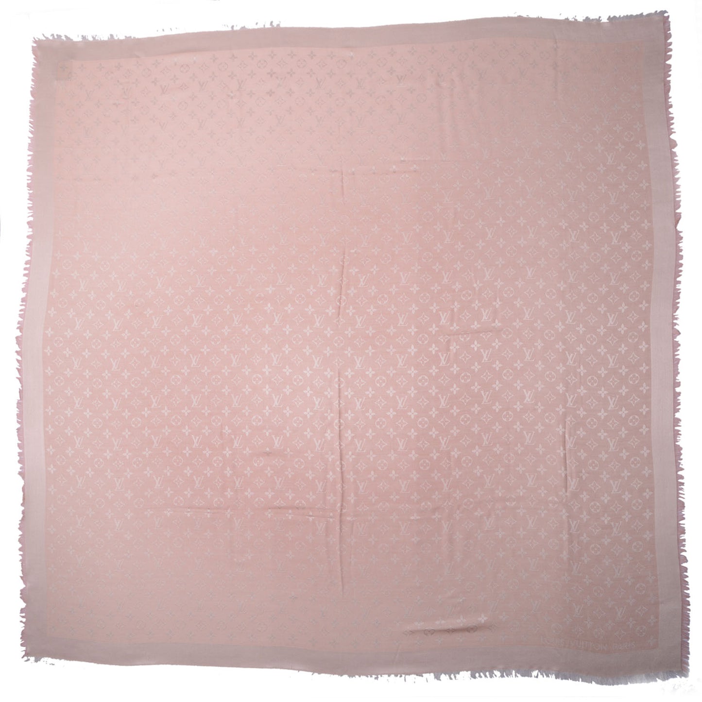 Wool Silk Monogram Shawl Natural