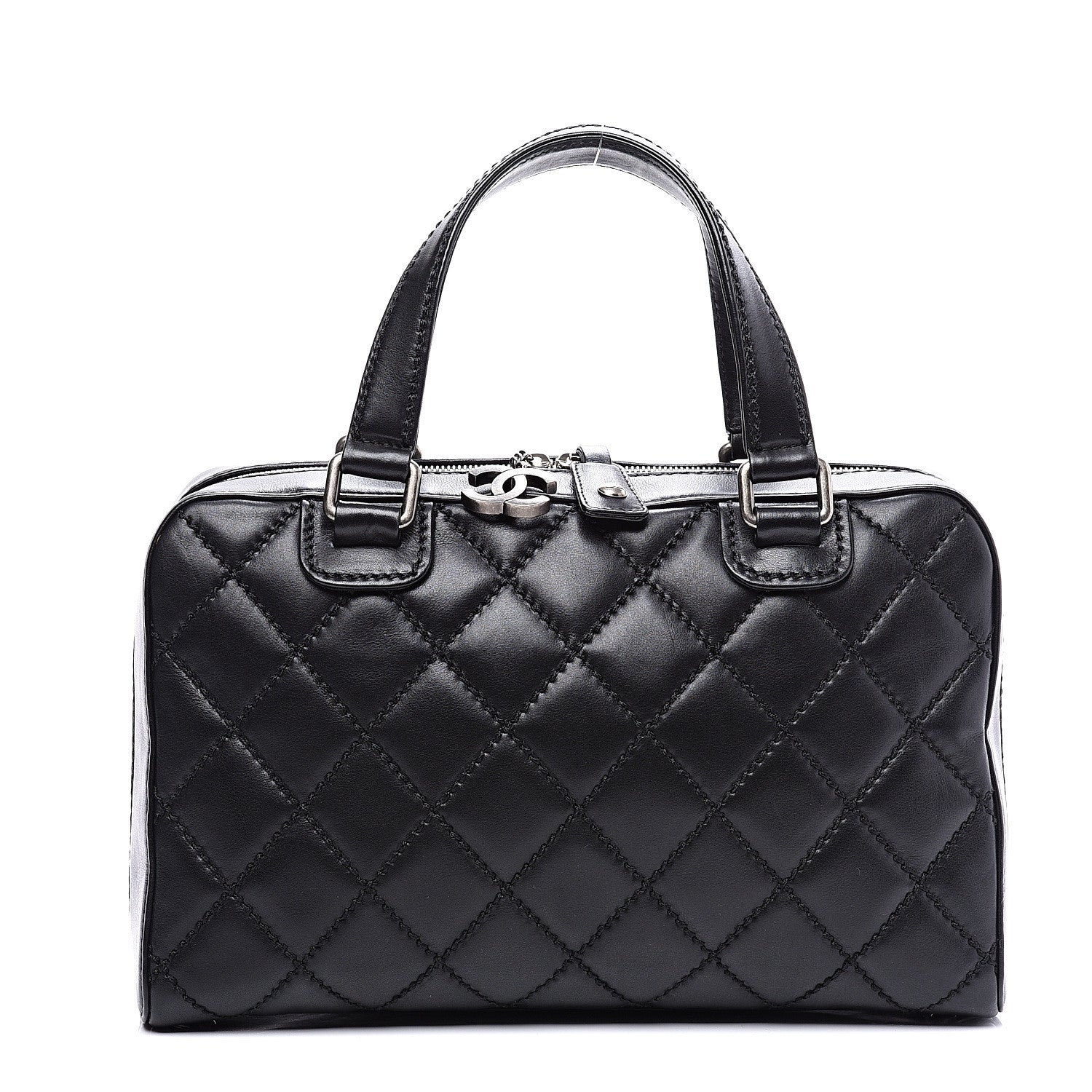 Chanel Calfskin Quilted Top Handle Bag Black 1 of 10
