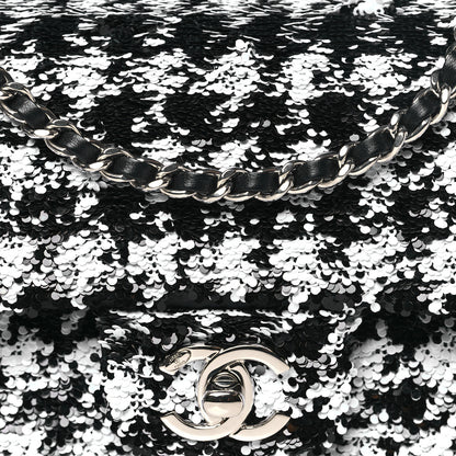 Chanel Sequin Mini Houndstooth Rectangular Flap Black White 8 of 11