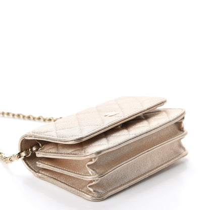 Chanel Metallic Lambskin Quilted Mini Wallet On Chain WOC Gold 3 of 10