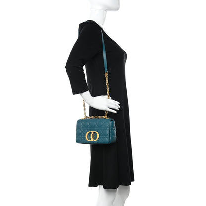Christian Dior Lambskin Cannage Small Caro Bag Deep Ocean 2 of 11