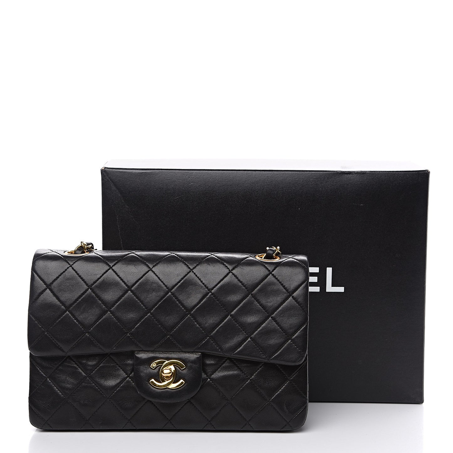 Lambskin Quilted Small Double Flap Black