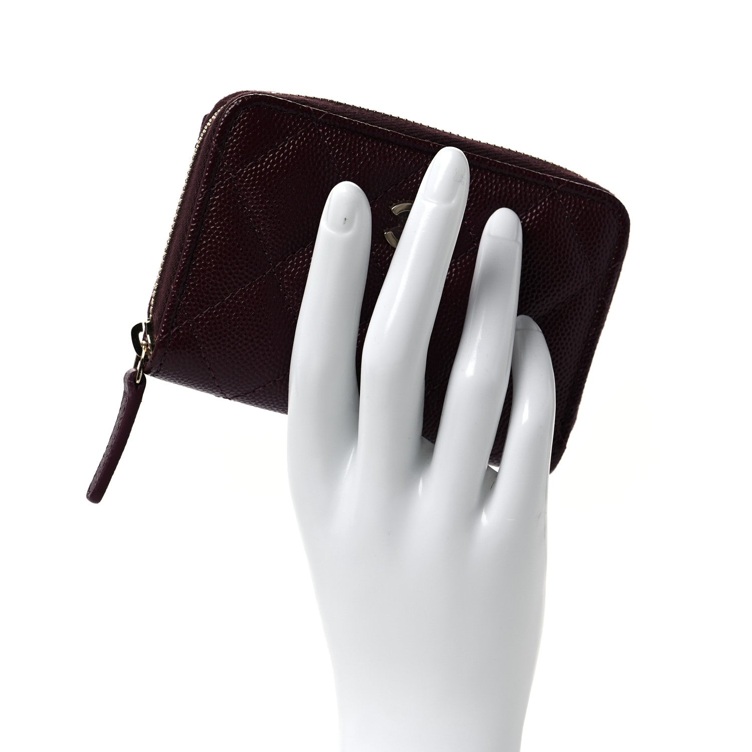 Chanel Caviar Quilted Zip Around Coin Purse Burgundy 2 of 10
