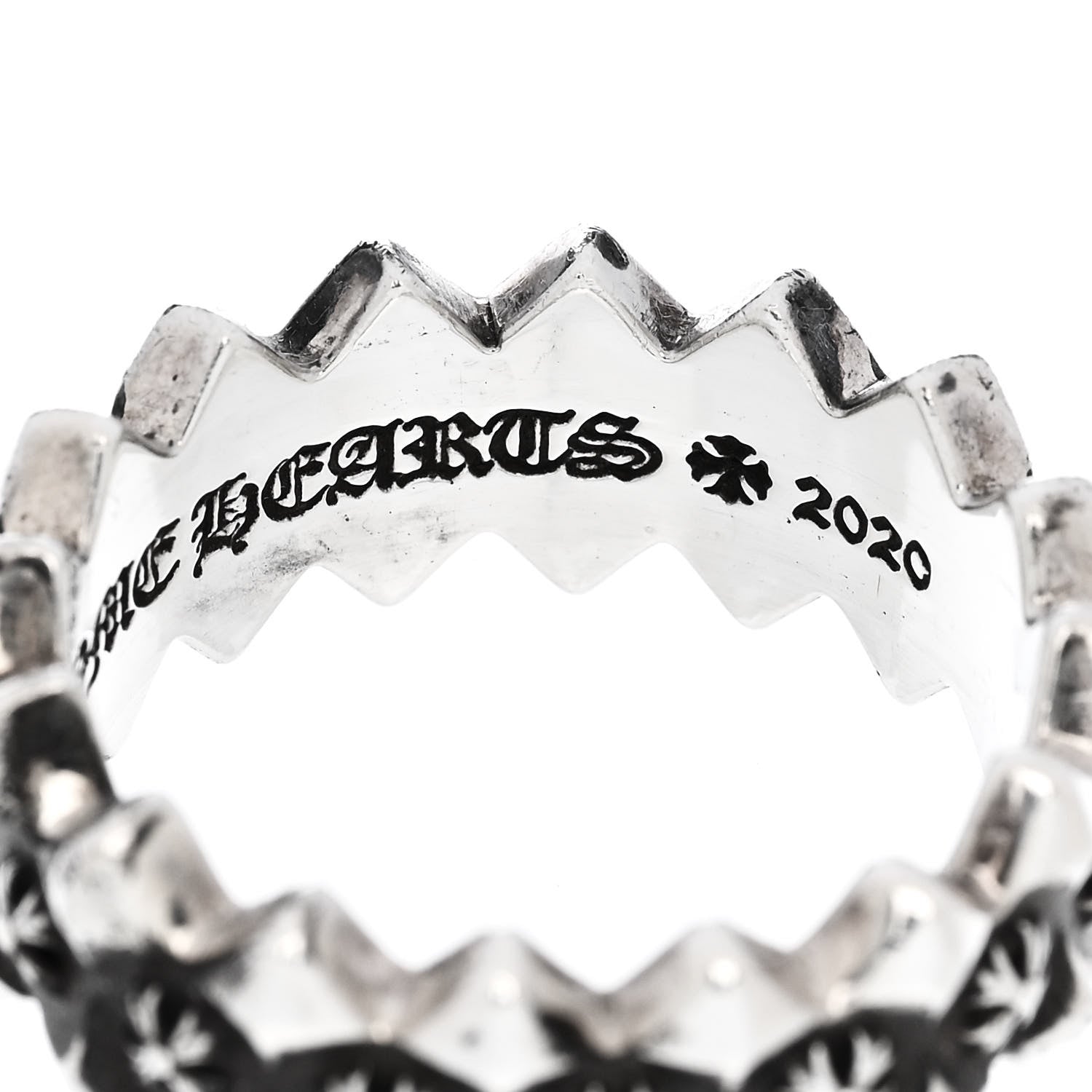 Chrome Hearts Sterling Silver CH Plus Punk Band Ring 60 9 1692022