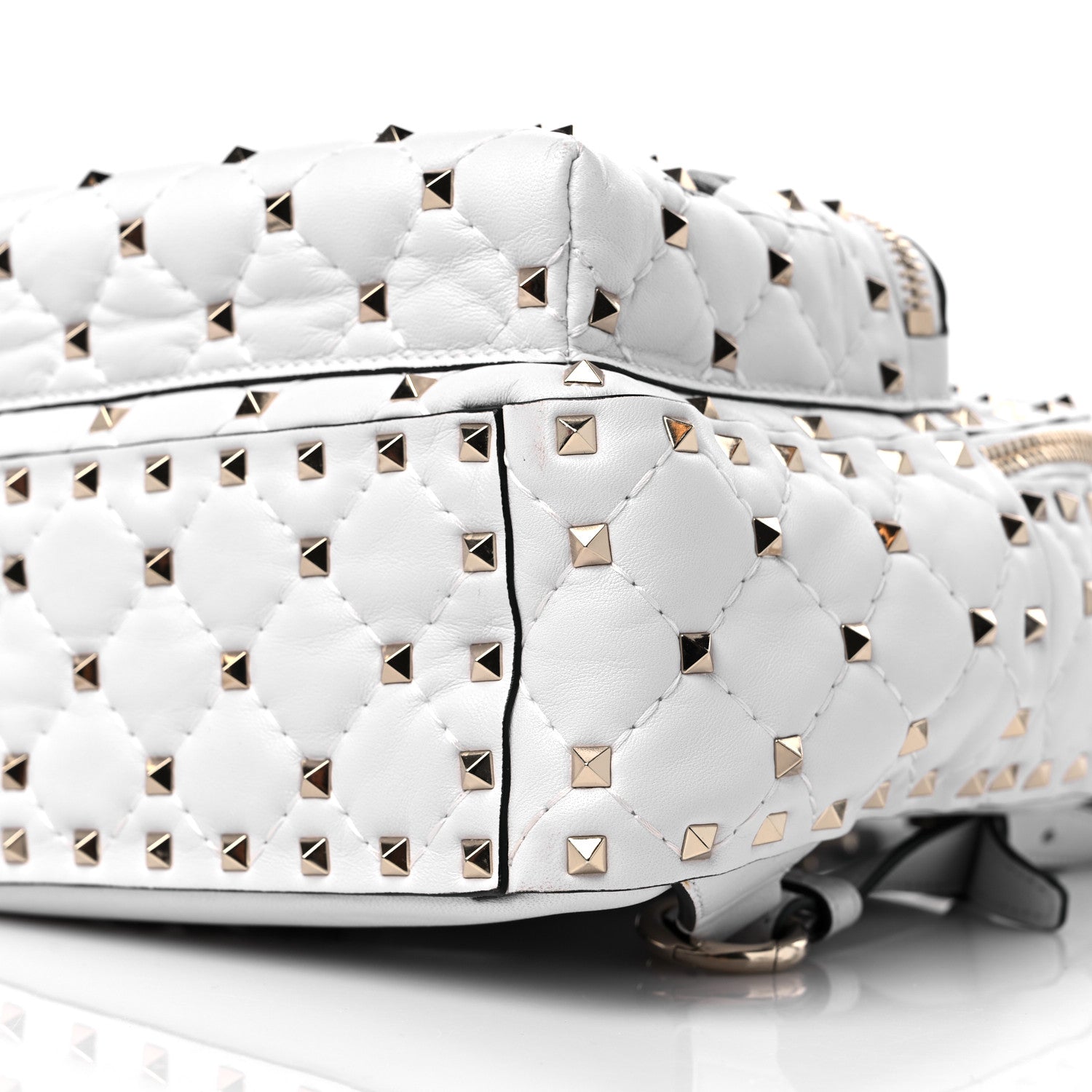 Valentino Garavani Lambskin VLTN Print Quilted Mini Rockstud Spike Backpack White 8 of 9