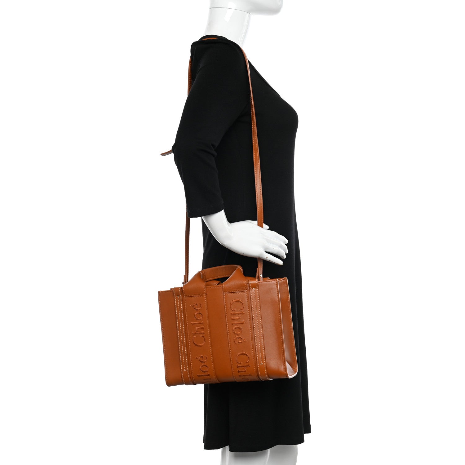 Chloe Calfskin Small Woody Tote Caramel 2 of 12