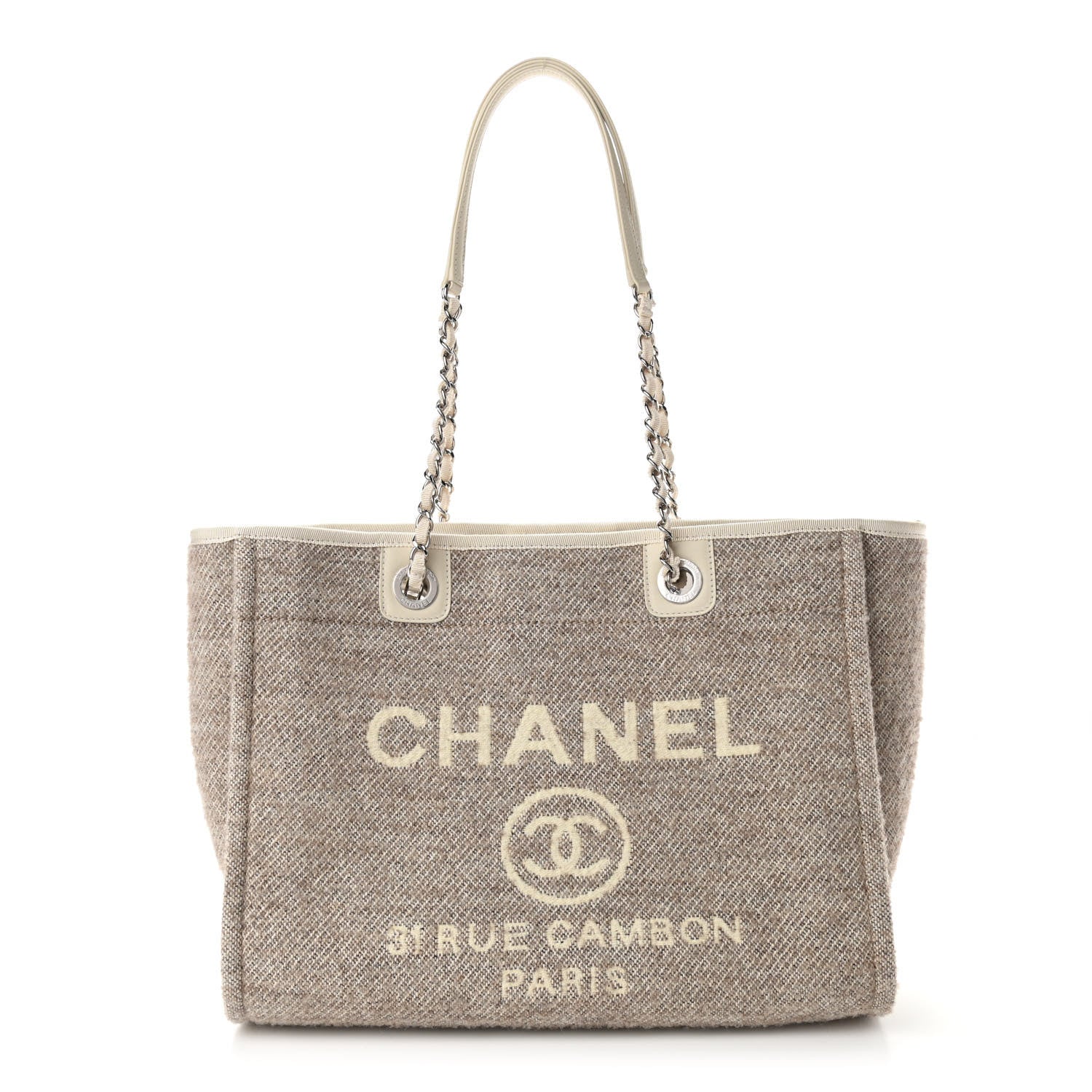 Chanel Mixed Fibers Small Deauville Tote Light Grey 1 of 10