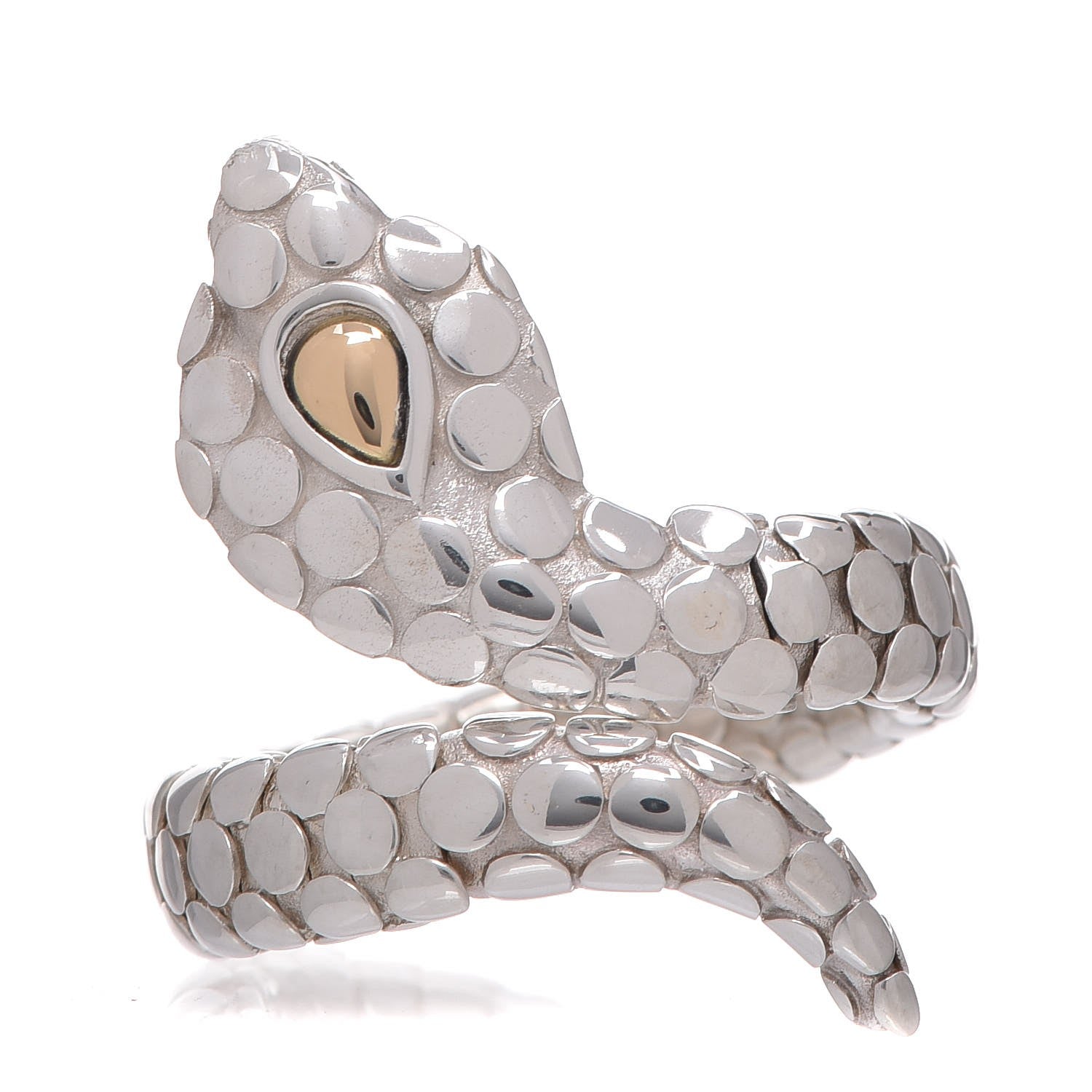 John Hardy Sterling Silver 18K Yellow Gold Cobra Coil Ring 54 7 1 of 5