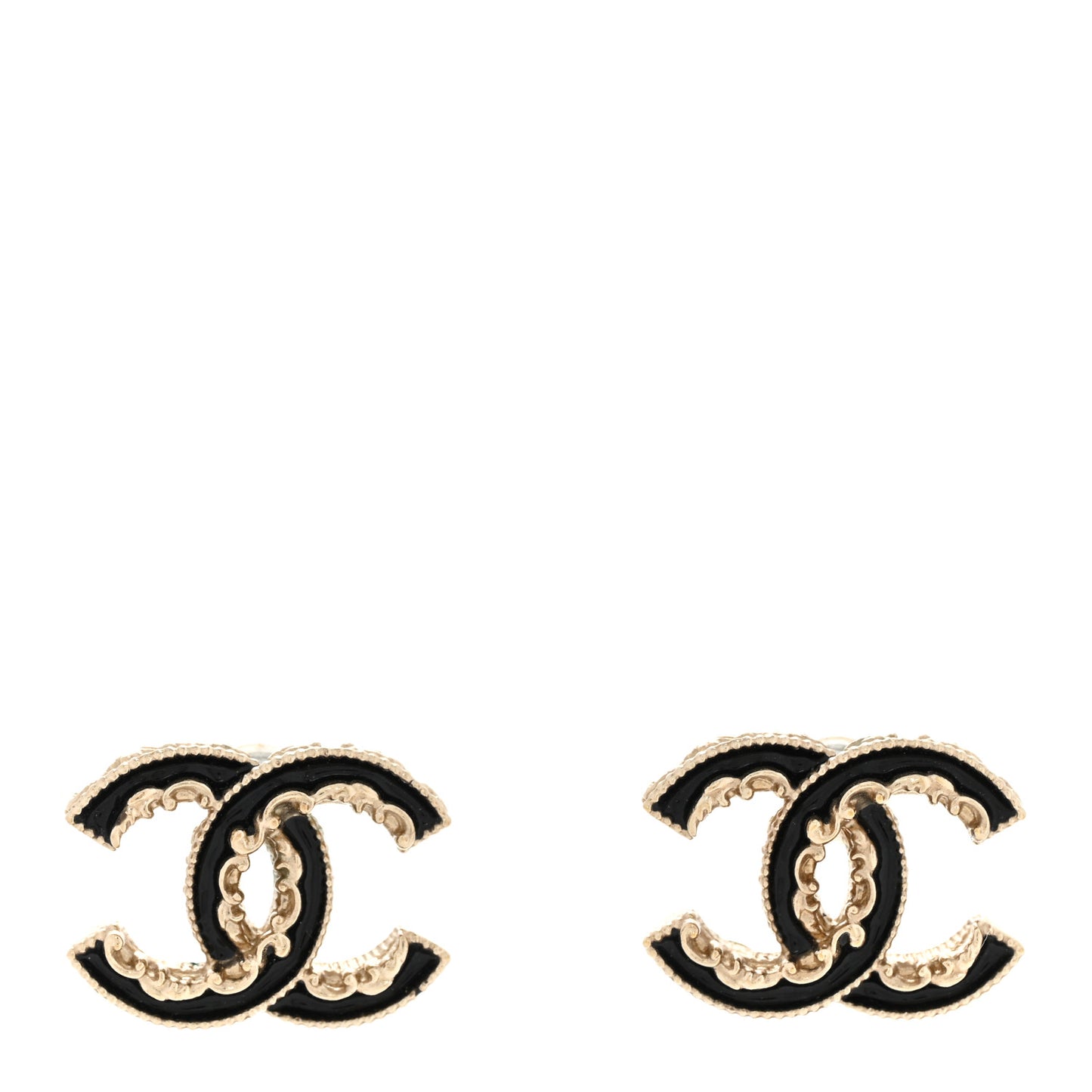 Enamel CC Baroque Earrings Light Gold