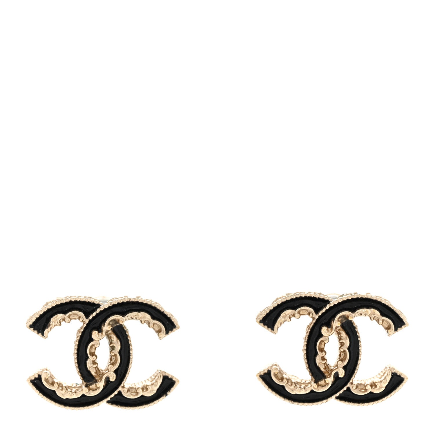 Chanel Enamel CC Baroque Earrings Light Gold 1 of 5