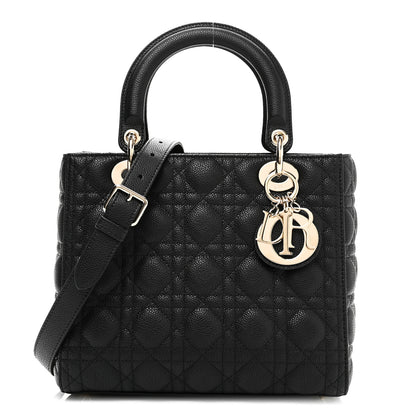 Christian Dior Grained Calfskin Cannage Medium Lady Dior Black 1 of 11