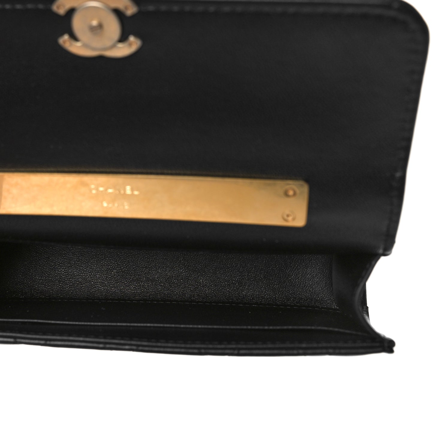 Lambskin Enamel Quilted Top Handle Flap Phone Holder With Chain Black