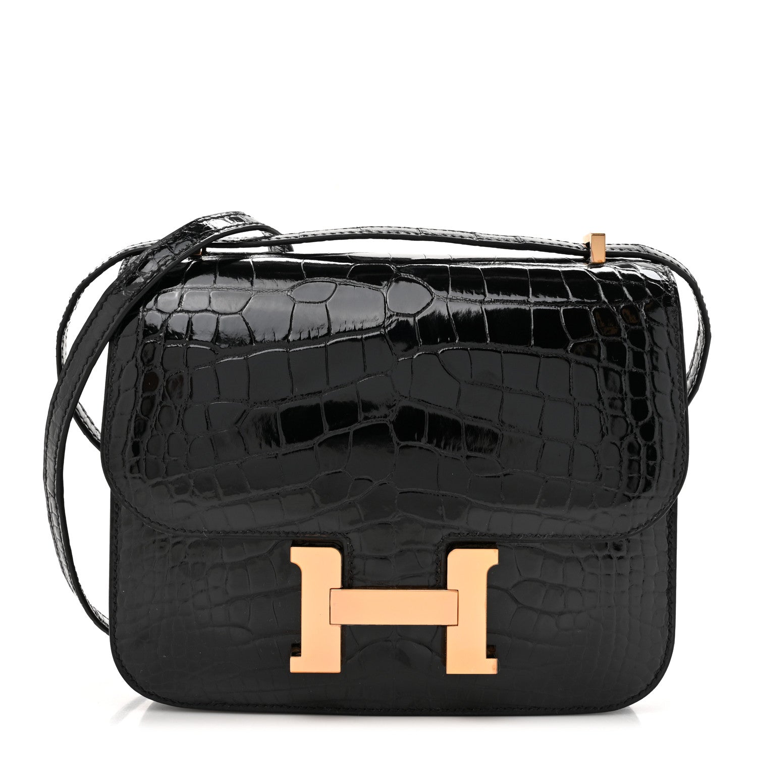 Hermes Shiny Alligator Constance 18 Black 1 of 12