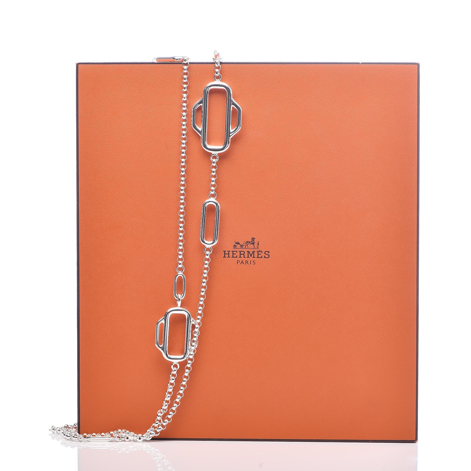 Hermes Sterling Silver Attelage Long Necklace 120 7 of 7