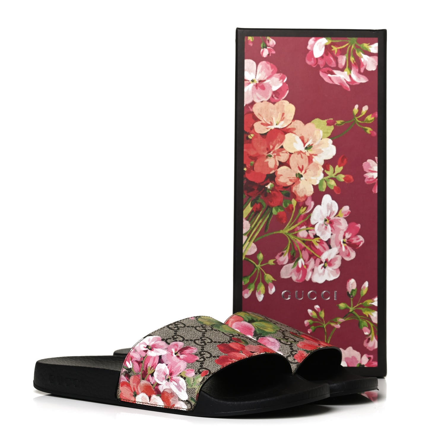 Gucci GG Supreme Monogram Blooms Slide Sandals 39 Beige Multicolor 9 of 9