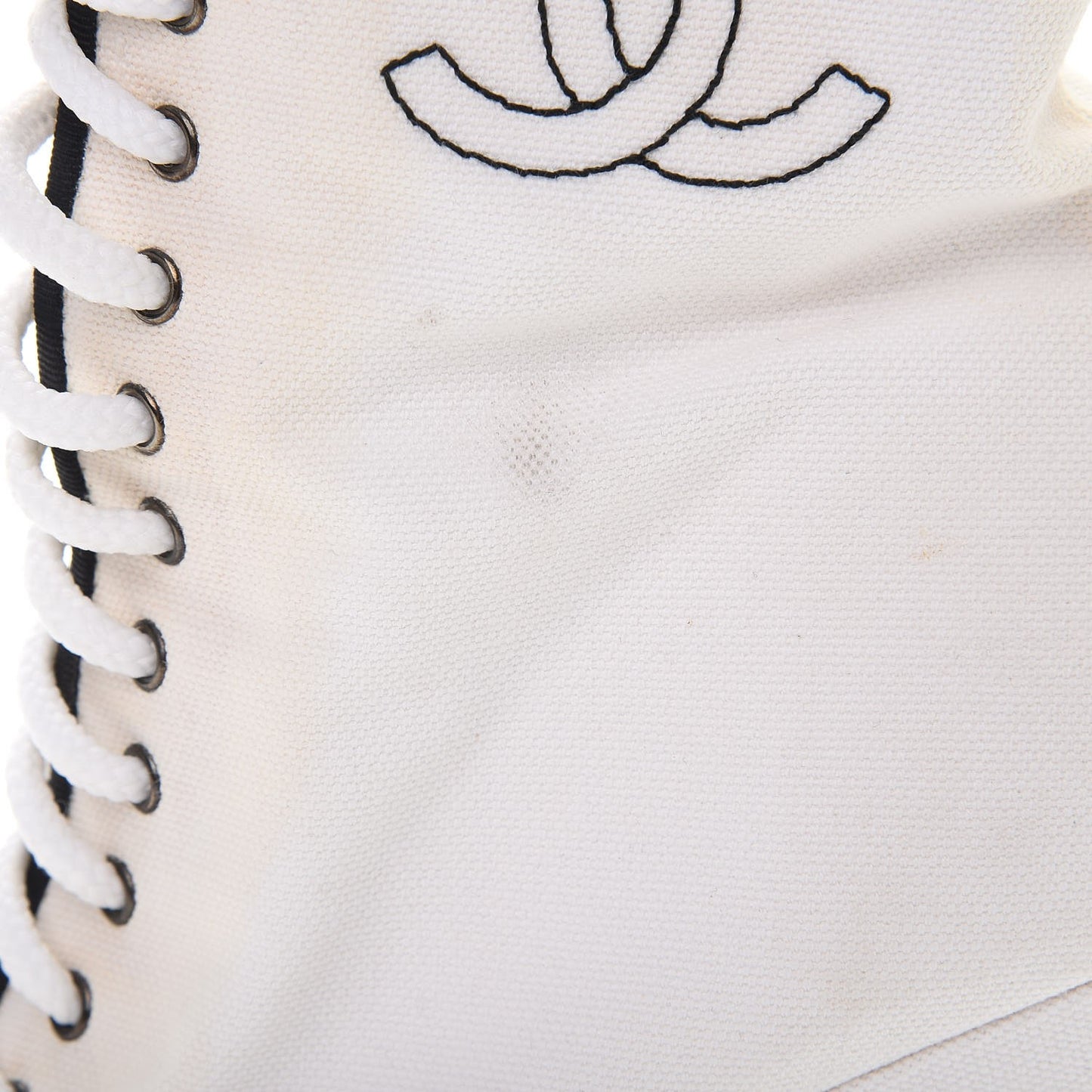 Canvas Lace Up Wedge Boots 37.5 White Black