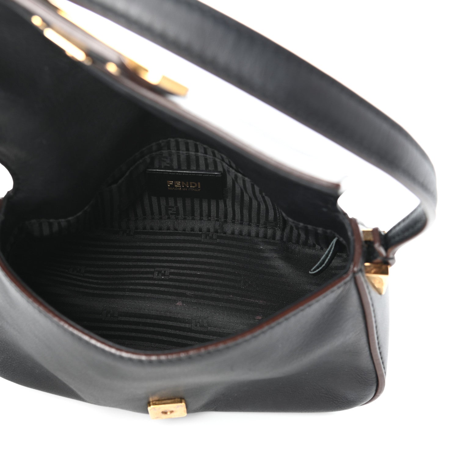 Fendi Vitello Flamingo Enamel Mini Mama Baguette Black 5 of 9