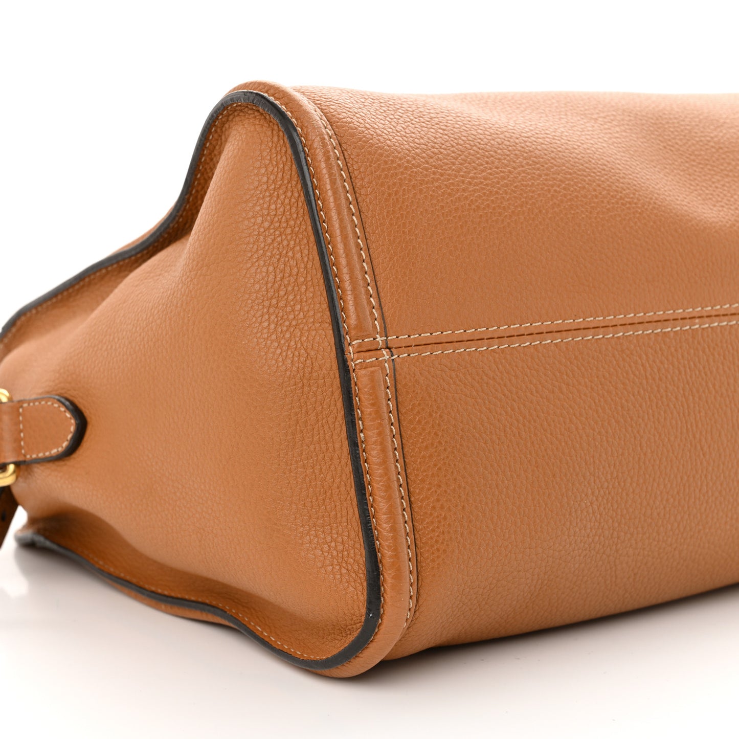 Pebbled Calfskin Small Skull Padlock Zip Around Tote Cognac