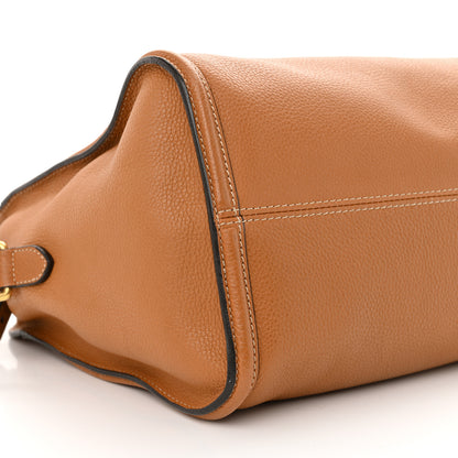 Alexander McQueen Pebbled Calfskin Small Skull Padlock Zip Around Tote Cognac 9 of 17