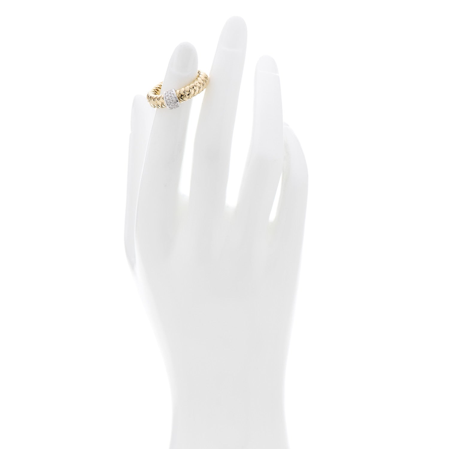 Roberto Coin 18K Yellow White Gold Diamond Primavera Band Ring 52 6 2 of 4