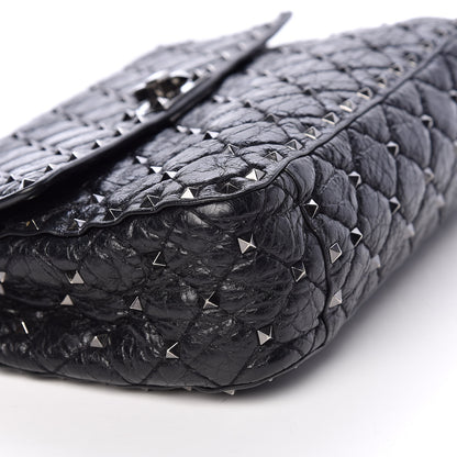 Valentino Garavani Craquele Nappa Medium Rockstud Spike Shoulder Bag Black 9 of 24