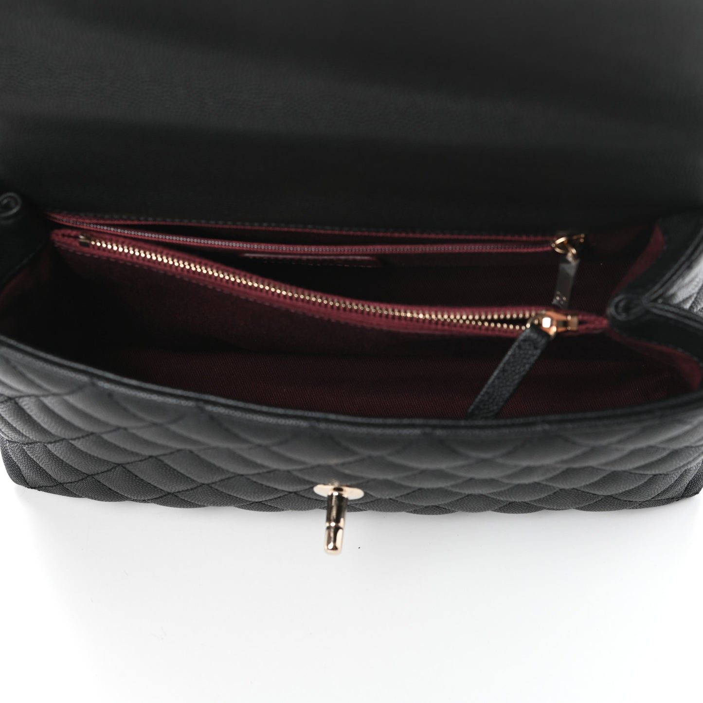 Caviar Quilted Small Coco Handle Flap Black