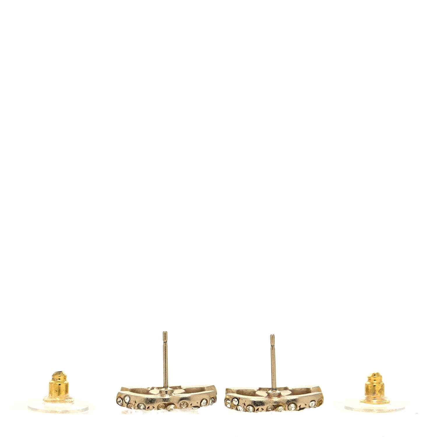 Chanel Crystal Studded CC Earrings Gold 3 of 6