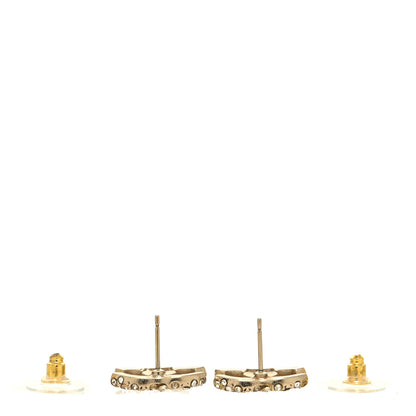 Chanel Crystal Studded CC Earrings Gold 3 of 6