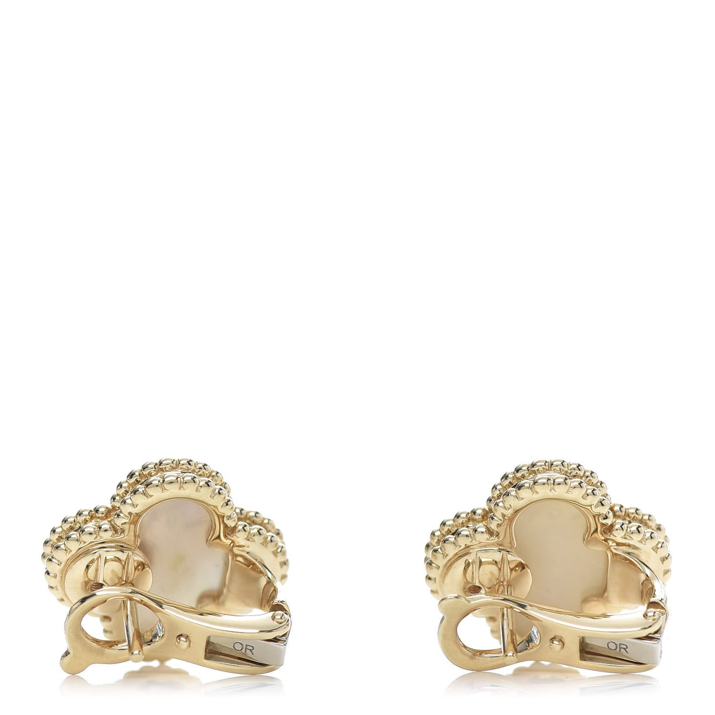 18K Yellow Gold Mother of Pearl Vintage Alhambra Earrings