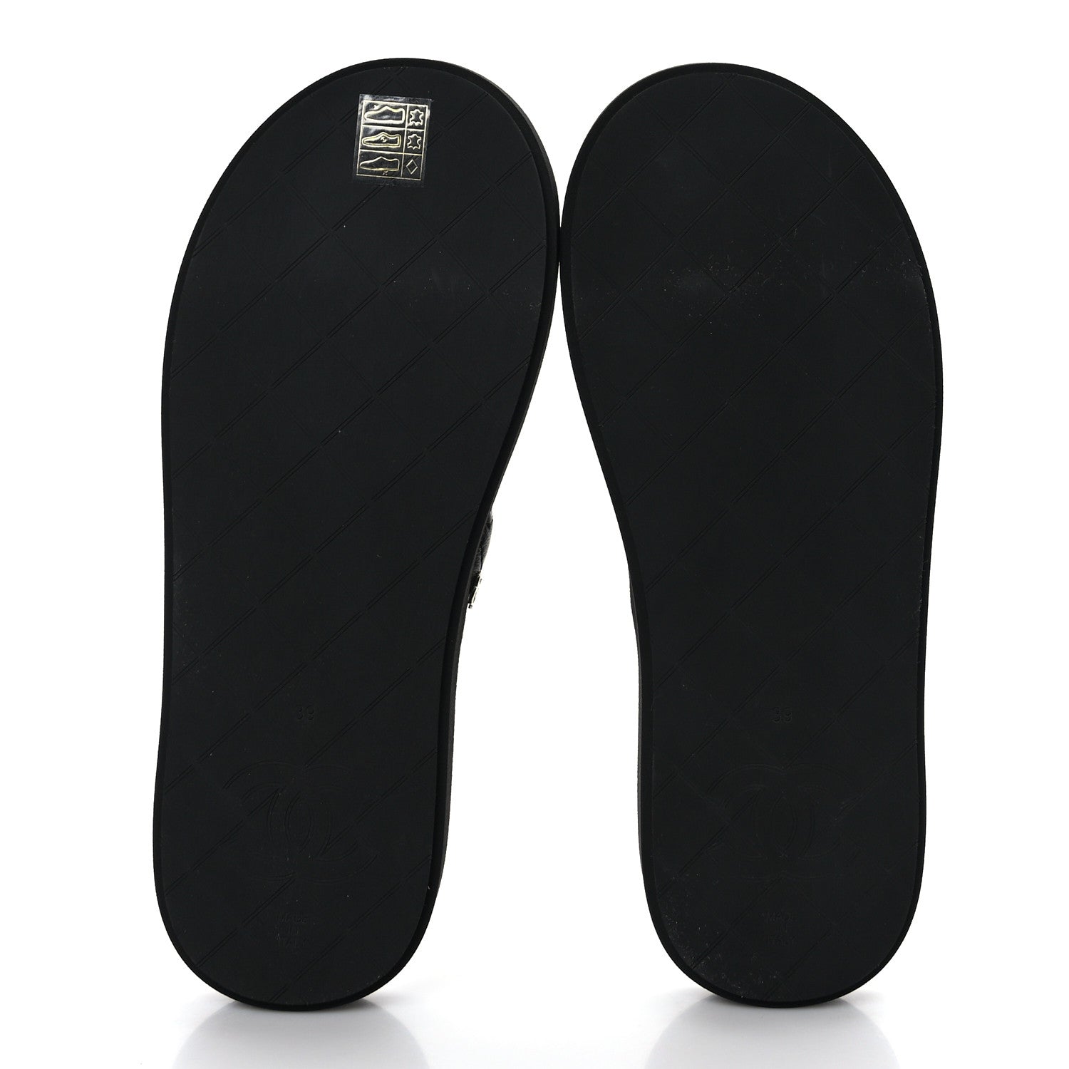 Chanel Lambskin Quilted Padded Charms Thong Sandals 39 Black 5 of 7