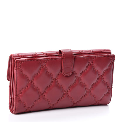 Chanel Calfskin Double Stitch Hamptons Flap Wallet Red 2 of 10