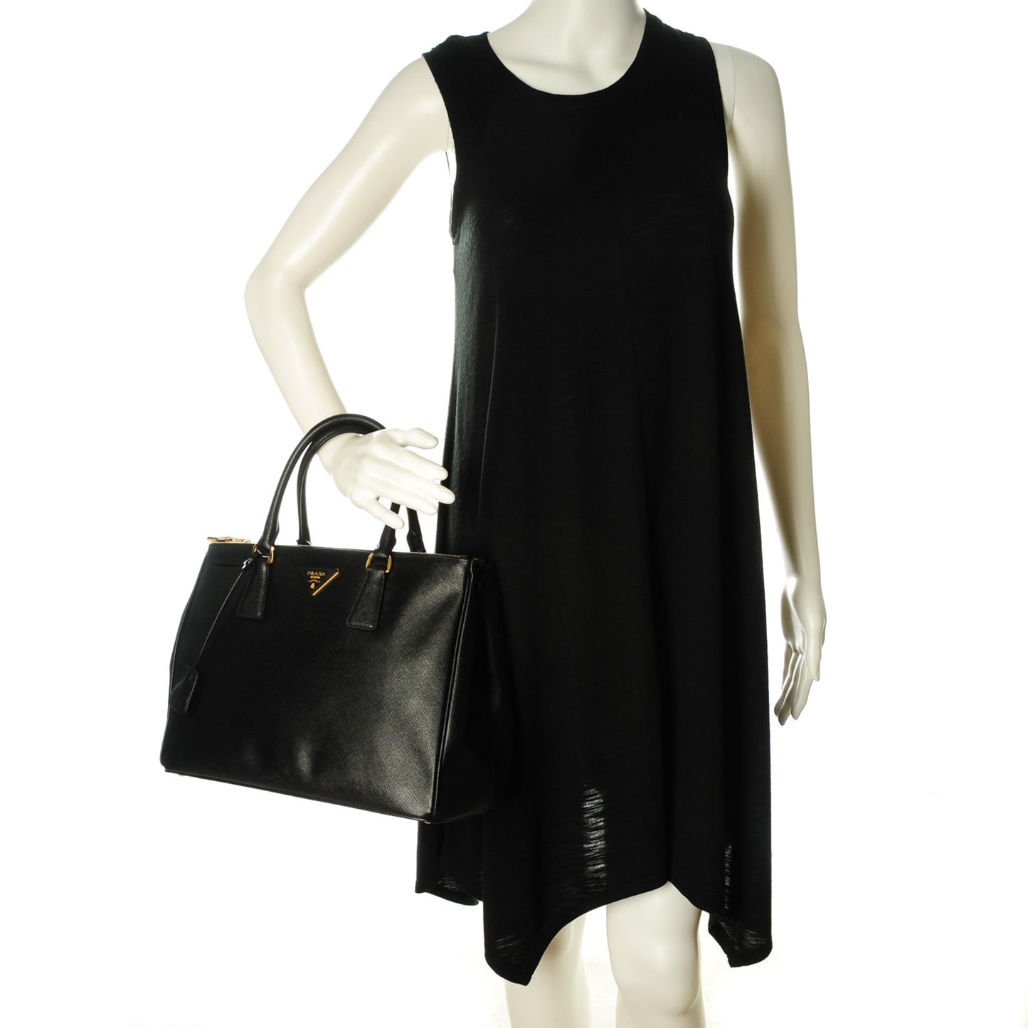 Saffiano Large Galleria Double Zip Tote Black