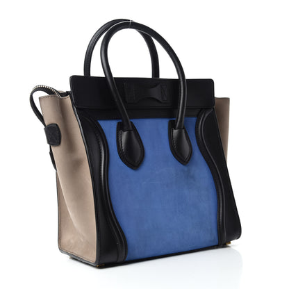 Celine Calfskin Nubuck Suede Micro Tri-Color Luggage Blue 3 of 11
