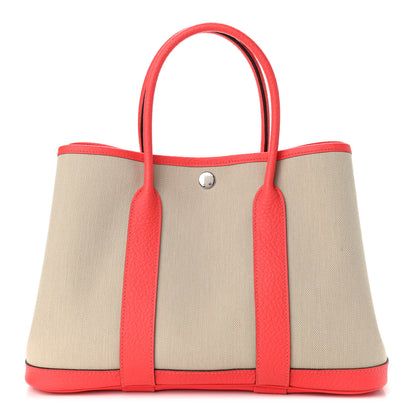 Hermes Toile Militaire Vache Country Garden Party 30 TPM Tote Beton Rose Texas 1 of 10