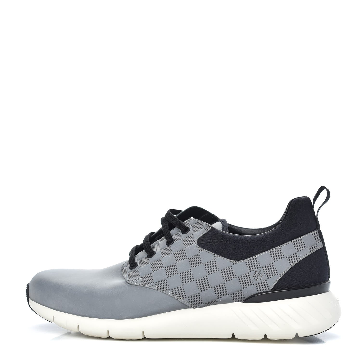 Louis Vuitton Nylon Suede Damier Fastlane Low Sneakers 7.5 Grey Black 1 of 8